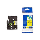 Brother TZ-661 P-touch Label Tape, 36mm, (1 1/2"), Black on Yellow