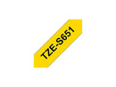 Brother P-touch 24mm TZ-S651 Strong Adhesive Tape, Black on Yellow