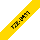 Brother P-touch 12mm TZ-S631 Strong Adhesive Tape, Black on Yellow
