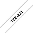 Brother TZ-221 P-touch Label Tape, 9mm, (3/8"), Black on White