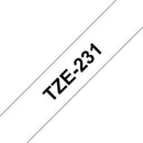 Brother TZ-231 P-touch Label Tape, 12mm, (1/2"), Black on White