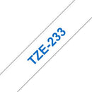 Brother TZ-233 P-touch Label Tape, 12mm, (1/2"), Blue on White