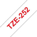 Brother TZ-252 P-touch Label Tape, 24mm, (1"), Red on White