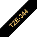 Brother TZ-344 P-touch Label Tape, 18mm, (3/4"), Gold on Black