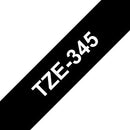 Brother TZ-345 P-touch Label Tape, 18mm, (3/4"), White on Black