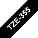 Brother TZ-355 P-touch Label Tape, 24mm, (1"), White on Black