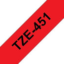 Brother TZ-451 P-touch Label Tape, 24mm, (1"), Black on Red