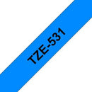 Brother TZ-531 P-touch Label Tape, 12mm, (1/2"), Black on Blue