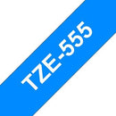 Brother TZ-555 P-touch Label Tape, 24mm, (1"), White on Blue