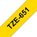 Brother TZ-651 P-touch Label Tape, 24mm, (1"), Black on Yellow