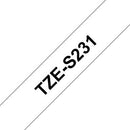 Brother P-touch 12mm TZ-S231 Strong Adhesive Tape, Black on White