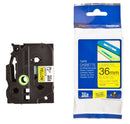 Brother P-touch 36mm TZ-S661 Strong Adhesive Tape, Black on Yellow