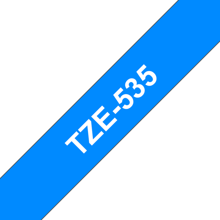 Brother TZ-535 P-touch Label Tape, 12mm, (1/2"), White on Blue