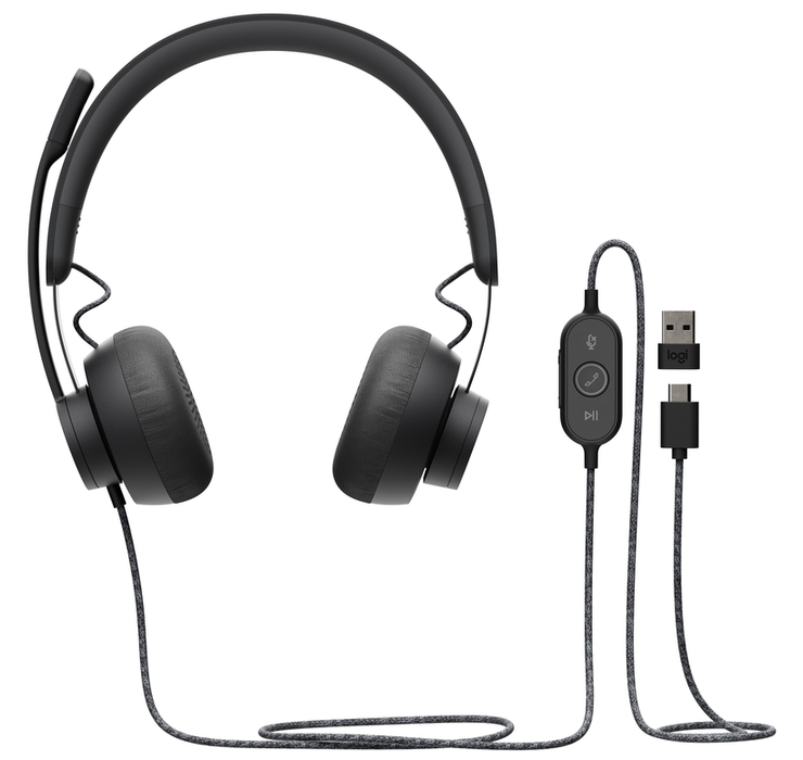 Logitech Zone Wired Teams Headset - GRAPHITE | UC Zone , MS Teams Zone | 981-000875, 981-000870