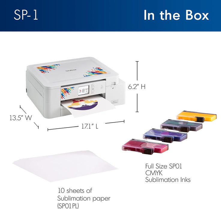 Brother SP-1 Sublimation Printer, Wireless Compact Printer with Starter Kit (Ink Set and Paper)