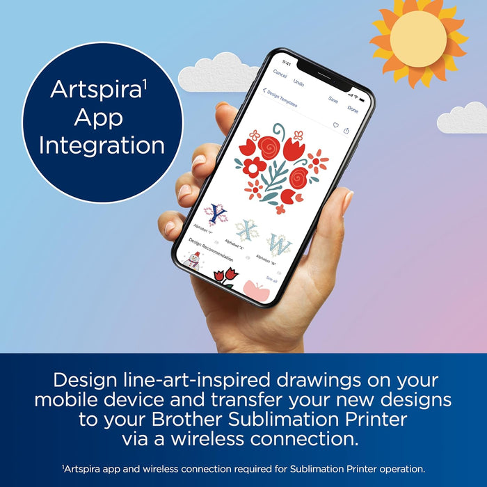 Brother SP-1 Sublimation Printer, Wireless Compact Printer with Starter Kit (Ink Set and Paper)