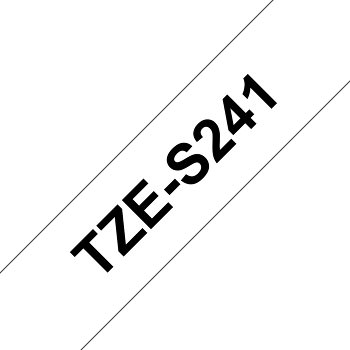 Brother P-touch 18mm TZ-S241 Strong Adhesive Tape, Black on White