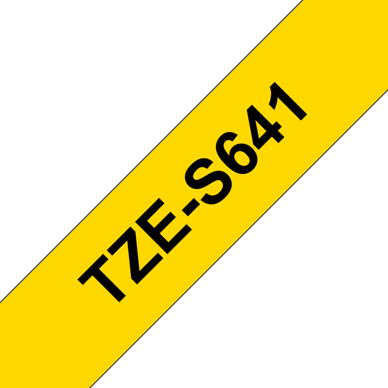 Brother P-touch 18mm TZ-S641 Strong Adhesive Tape, Black on Yellow