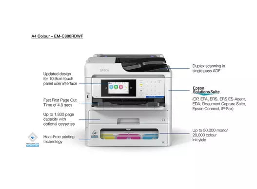 Epson WorkForce Pro EM-C800RDWF Workgroup Color Multifunction Printer