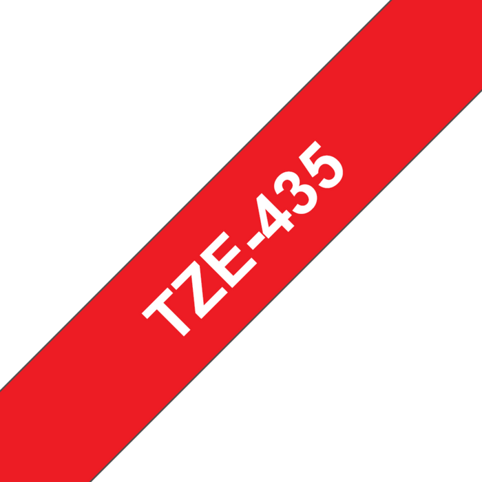 Brother TZ-435 P-touch Label Tape, 12mm, (1/2"), White on Red