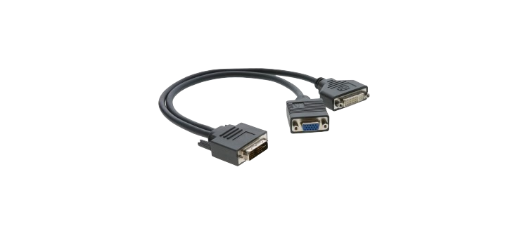 ADC-DM/DF+GF DVI-I to DVI-D + VGA (Male - Fem+ Fem) Adapter Cable (1')