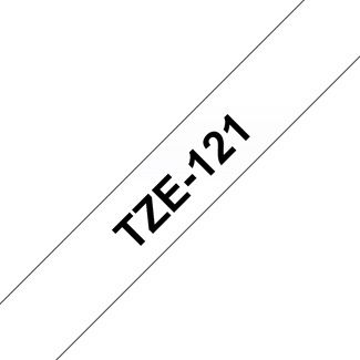 Brother TZ-121 P-touch Label Tape, 9mm, (3/8"), Black on Clear