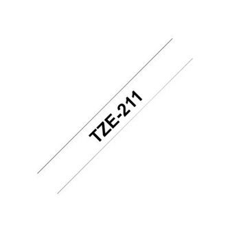 Brother TZ-211 P-touch Label Tape, 6mm, (1/4"), Black on White