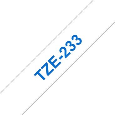 Brother TZ-233 P-touch Label Tape, 12mm, (1/2"), Blue on White