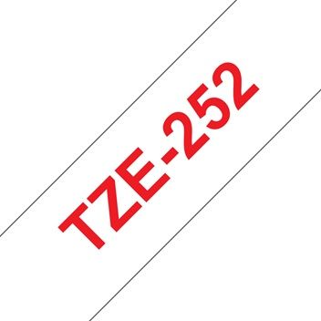 Brother TZ-252 P-touch Label Tape, 24mm, (1"), Red on White