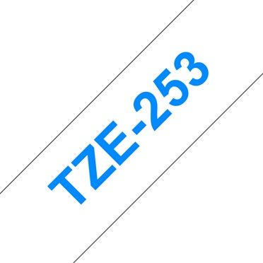 Brother TZ-253 P-touch Label Tape, 24mm, (1"), Blue on White