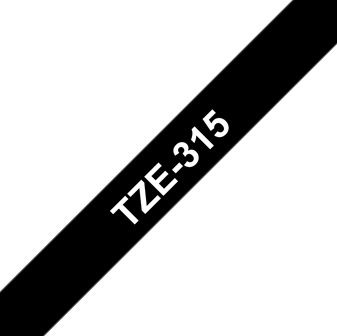 Brother TZ-315 P-touch Label Tape, 6mm, (1/4"), White on Black