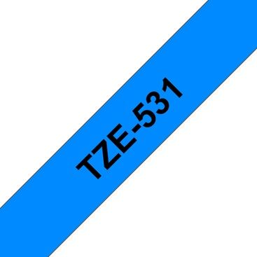 Brother TZ-531 P-touch Label Tape, 12mm, (1/2"), Black on Blue