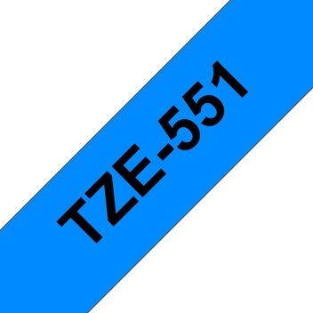 Brother TZ-551 P-touch Label Tape, 24mm, (1"), Black on Blue
