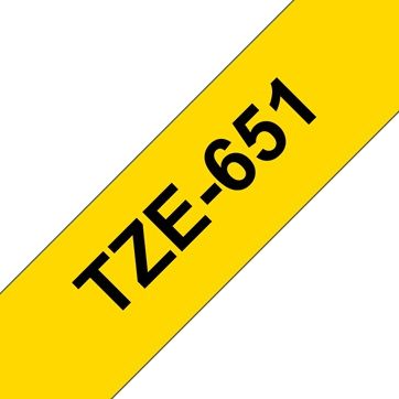 Brother TZ-651 P-touch Label Tape, 24mm, (1"), Black on Yellow