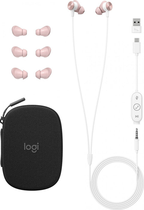 Logitech Zone Wired Earbuds - ROSE , GRAPHITE- USB - EMEA-914 | 981-001135, 981-001013