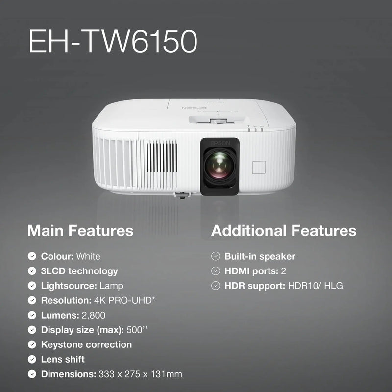 Epson EH-TW6150 Full HD 3D Home Theater Projector - End of Life
