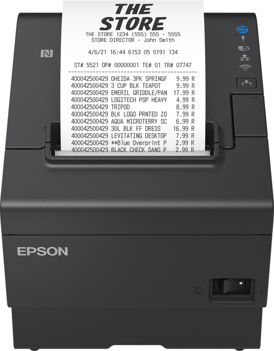 Epson TM-T88VII (112A0): USB, Ethernet, Serial, PS, UK, Black Receipt Printer
