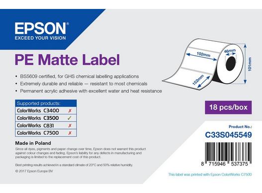 PE Matte Label - Die-cut Roll: 102mm x 152mm, 185 labels